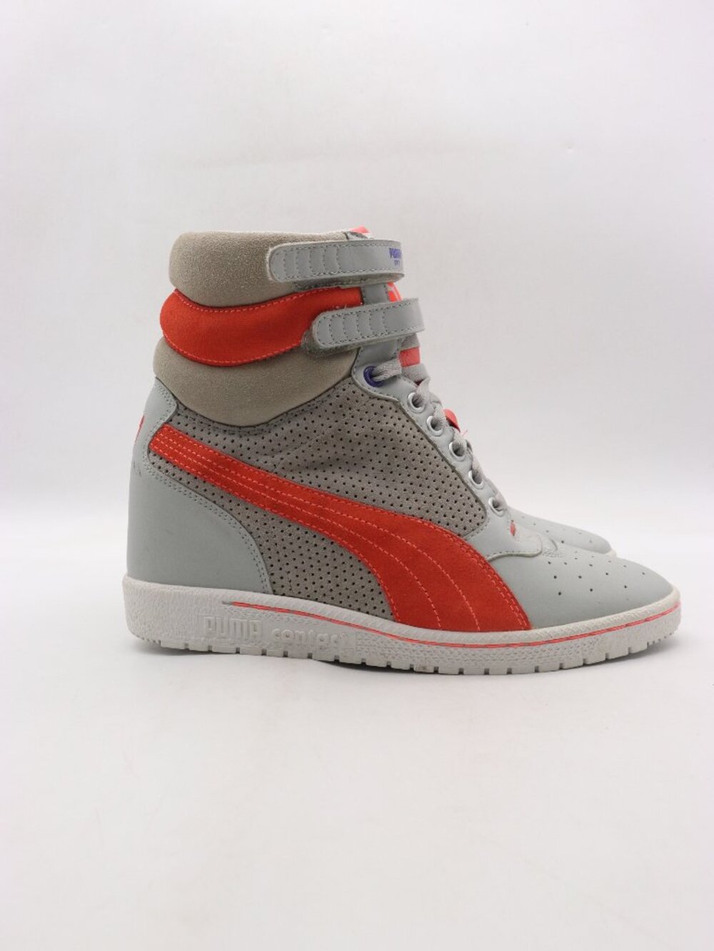 Puma Sky Wedge Women's Size 9.5 High Top Sneakers Lace Up Shoes Gray Coral